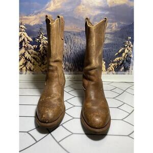 KNAPP Men's Brown Leather Safety Vibram Sole Work Boots Size 8.5 D